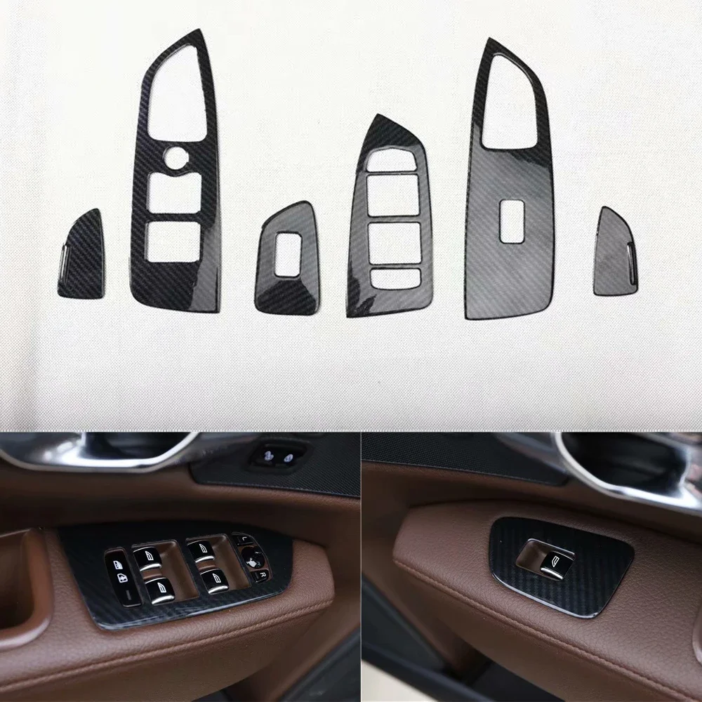 

6pcs Car Door Armrest Window Lift Switch Panel Cover Trim Styling For Volvo S90 2016-2021 LHD New ABS Auto Molding Accessories