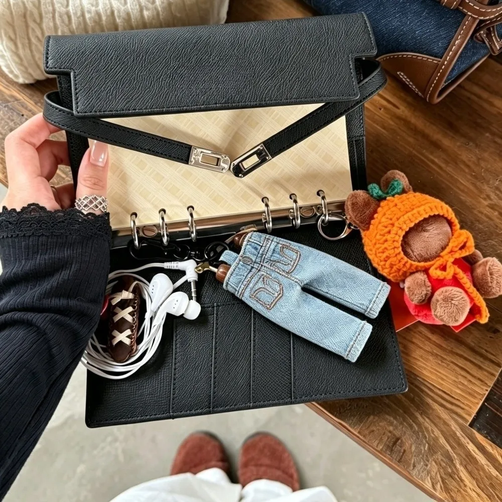 Multi-functional Denim Jeans Pen Bag with Keychain Retro Trousers for Pens Creative Mini Pen Holder Pendant Journal