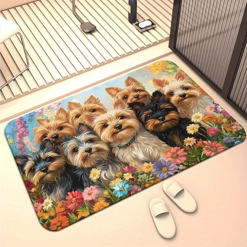 

1PC Cute Dogs Pattern Home Door Mats Kitchen Rugs Non-Slip Pop design Bathroom Rugs Bath Mat Carpet for Home Sink Laundry Decor