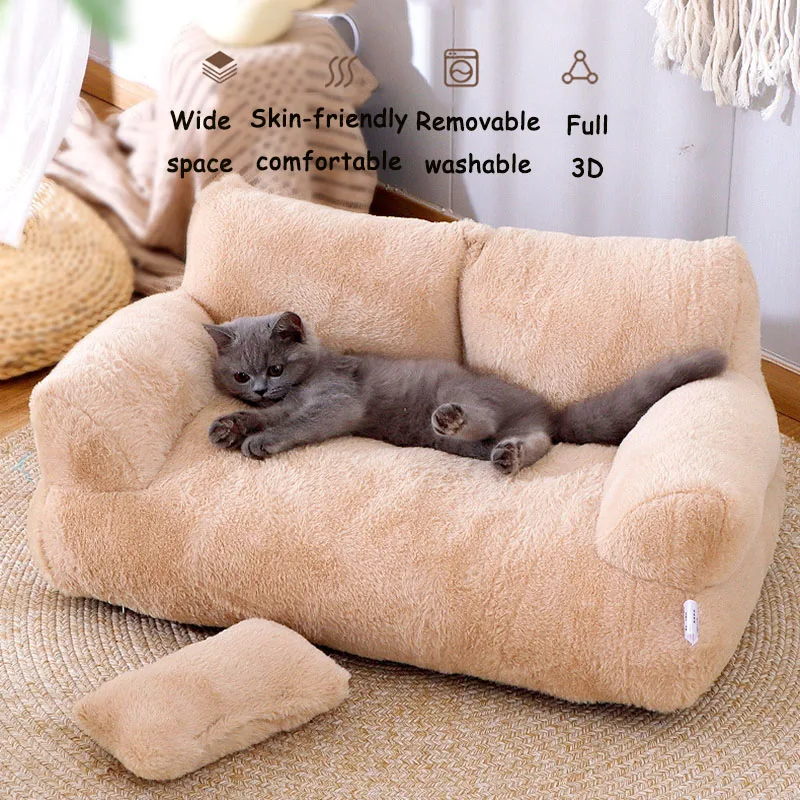 comfortable Pet sofa Bed Winter Warm Cat Bed soft kitty Sleep Cushion Removed Washed Dog Nest sofa Skin-friendly Pet Supplies