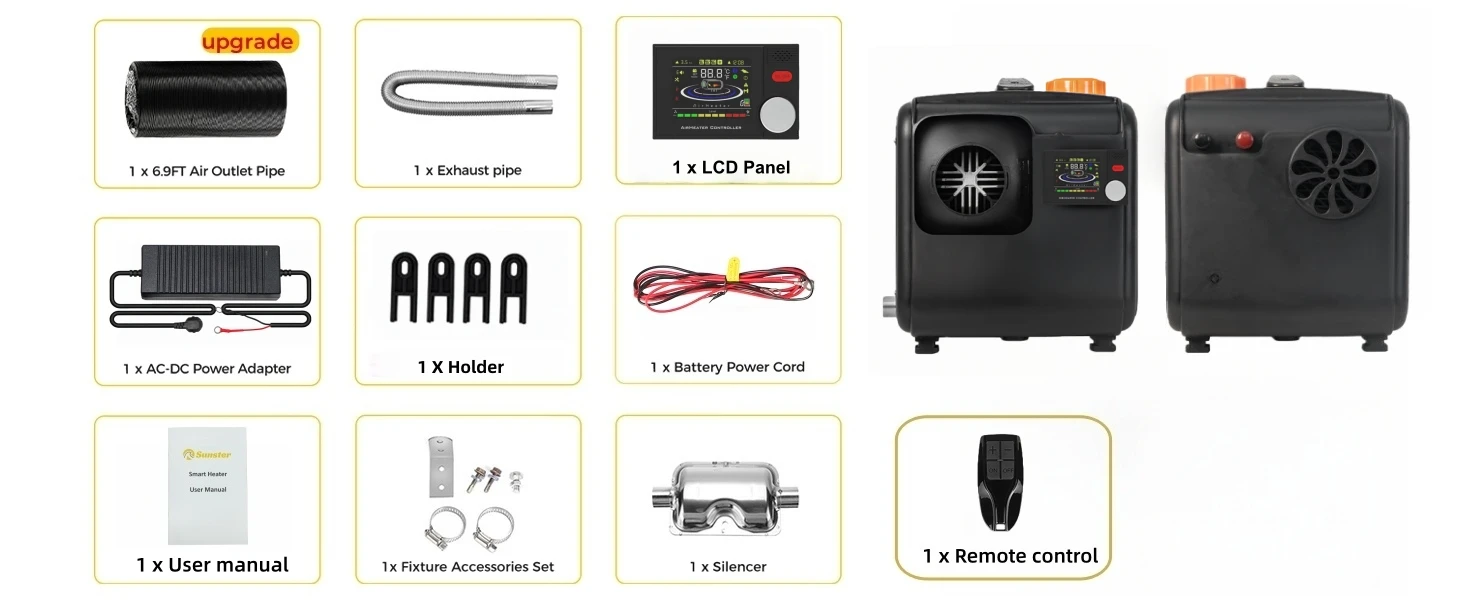 8KW Diesel-Luftheizung 12V/24V/220V Geräuscharme Diesel-Nachtzimmheizung mit Bluetooth-App/Auto-Thermostat/LCD für Garage, LKW, Anhänger – Detail 3