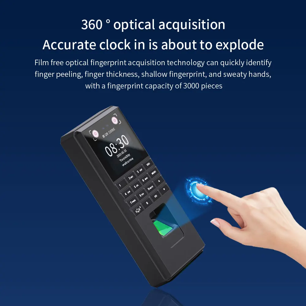 Macchina multifunzione per il controllo degli accessi alle impronte digitali Riconoscimento facciale Gestione delle applicazioni delle vene delle palme Bluetooth