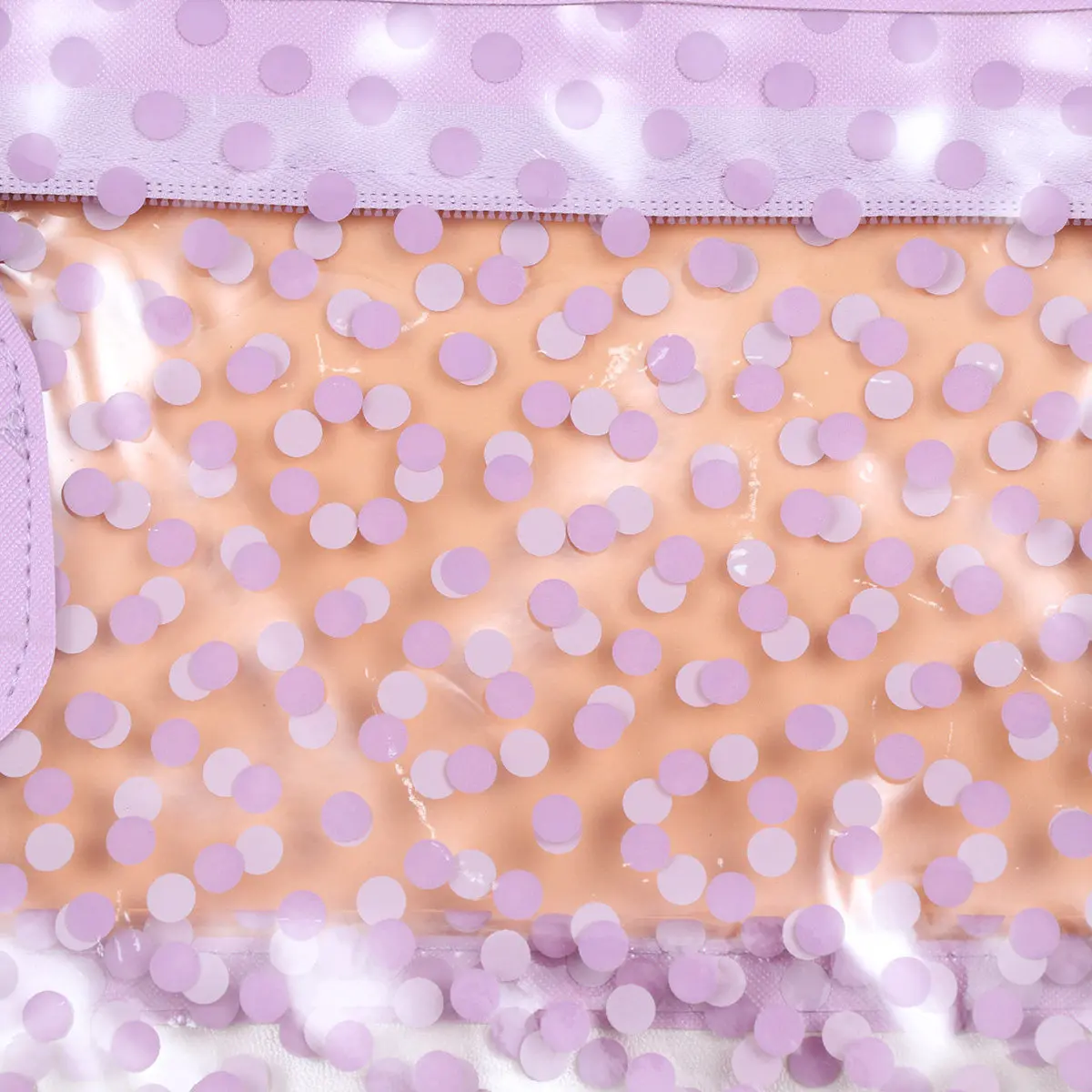 

1Pcs Waterproof Beach Bag PVC Round Dots Pattern Fashionable Tote for Women Girls Robust Solid Color Handbag Purple