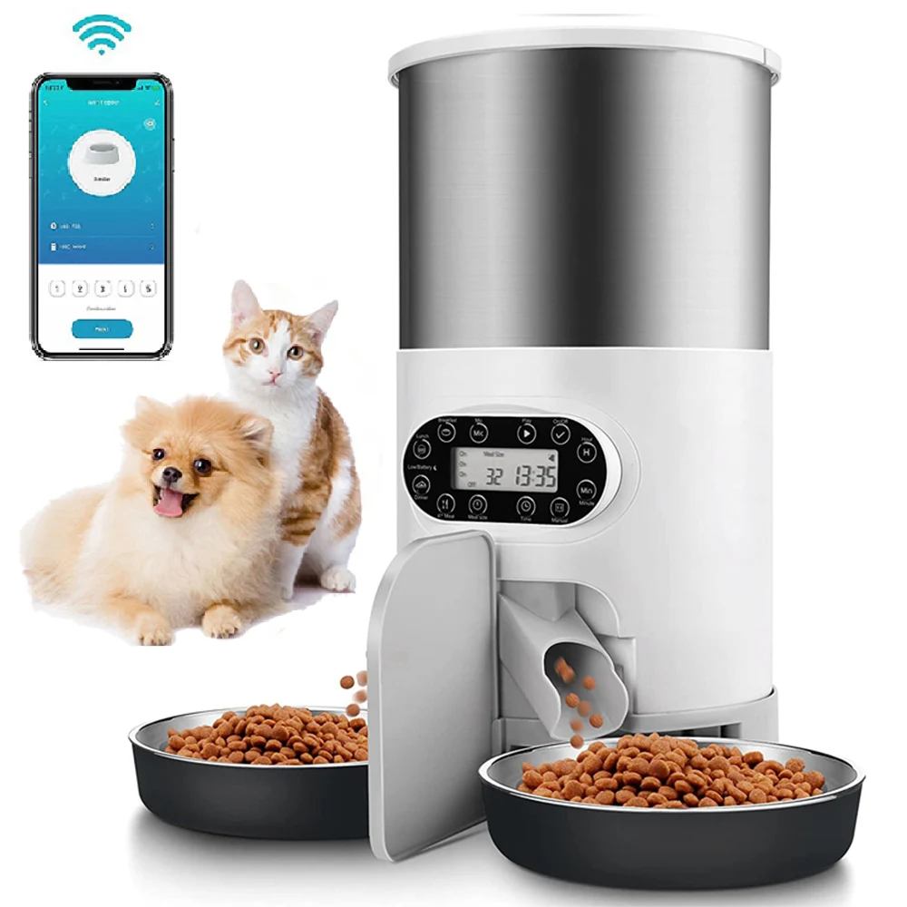 

Automatic Pet Feeder For Cats WiFi Smart Swirl Slow Dog Feeder With Voice Recorder Large Capacity Timing Cat Food Dispenser