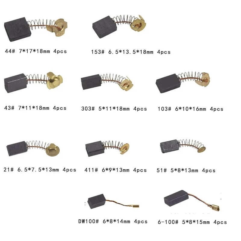 

40Pcs Carbon Brush Set 10 Models 4 Pieces Each Model for Repairing Electric Tools Electric Drill Accessories