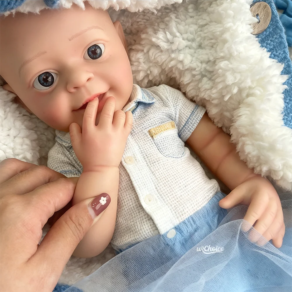 

18Inch Waterproof Full Silicone Bebe Reborn Boy Handmade Painted Skin Newborn Baby Doll Lifelike Muñeca Reborn For Kids Gift
