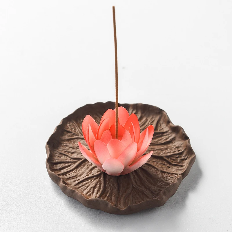 Creative Ceramic Small Incense Burner, Home Living Room Retro, Tea Ceremony Zen Decorations, Lotus Fragrance Insertion Seat, 1Pc