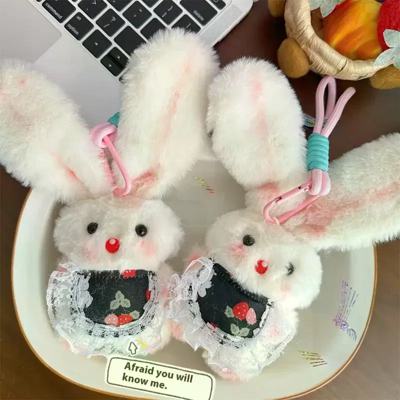 Cartoon Nette Lange-ohr Kaninchen Quietschen Plüsch Puppe Stofftiere Schlüsselbund Anhänger Lanyard Girly Schlüsselring Tasche Hängen Ornamente Geschenke