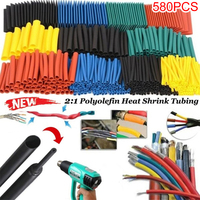 580Pcs Heat Shrink Tubing Insulation Shrinkable Tube 2:1 Wire Cable Sleeve Kit