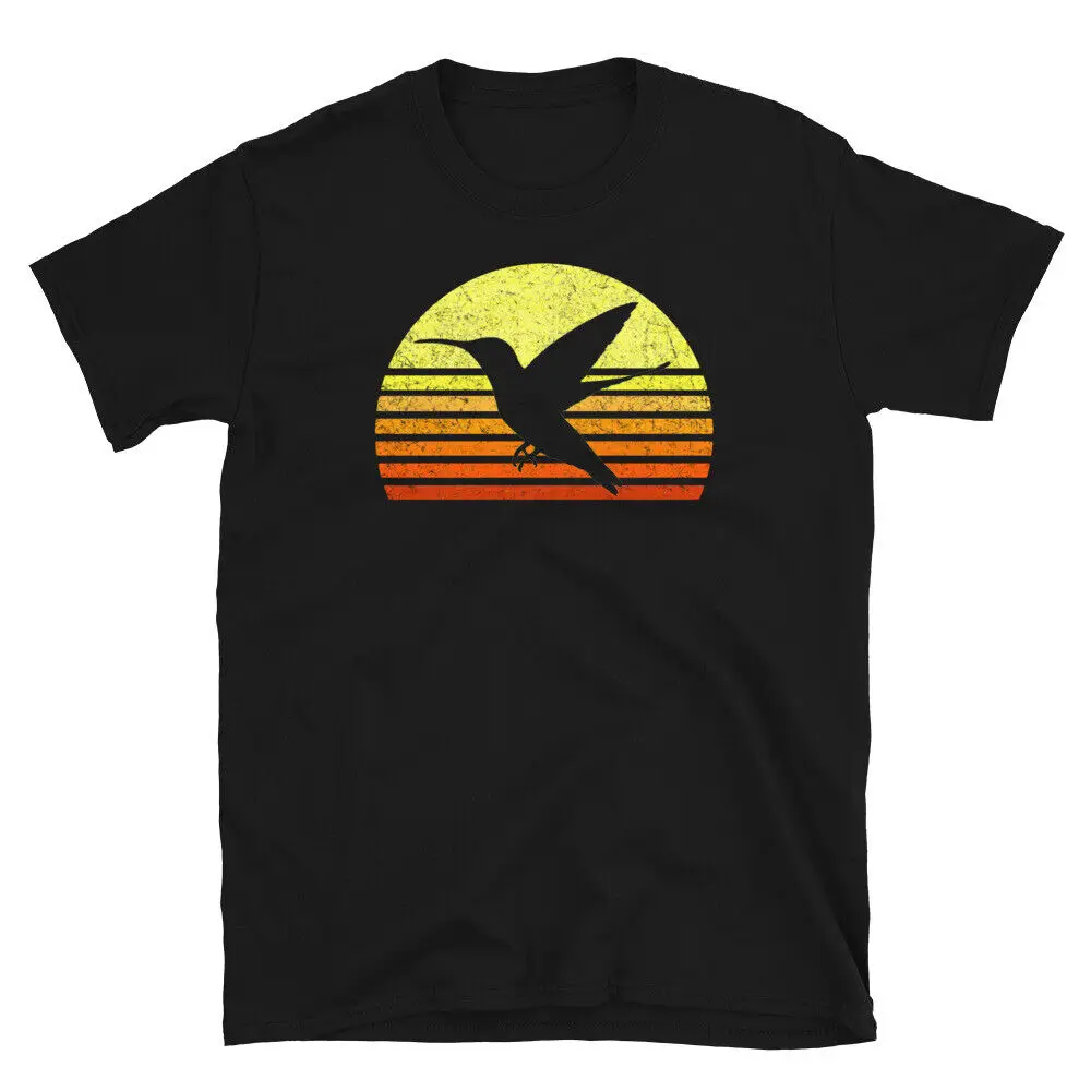 Hummingbird Shirt Bird Feeder Watching Retro Sunset Vintage T-Shirt For Men Women Summer Tees Cotton Luxury Brand Oversized