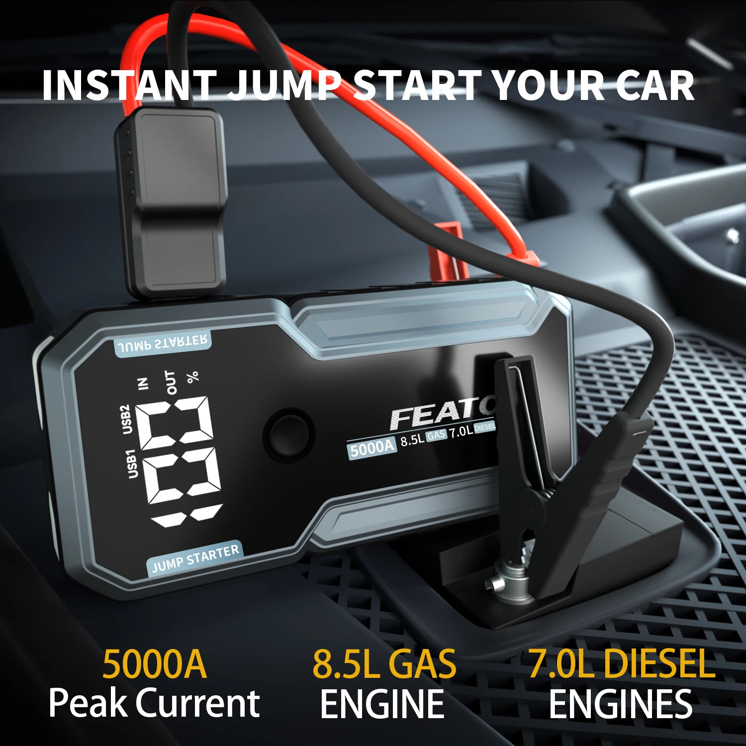 FEATOU-P140 UltraSafe Car Battery Jump Starter, 5000A 12V Jump Starter  Battery PackBattery Booster, Jump Box, Portable Charger A - AliExpress 34
