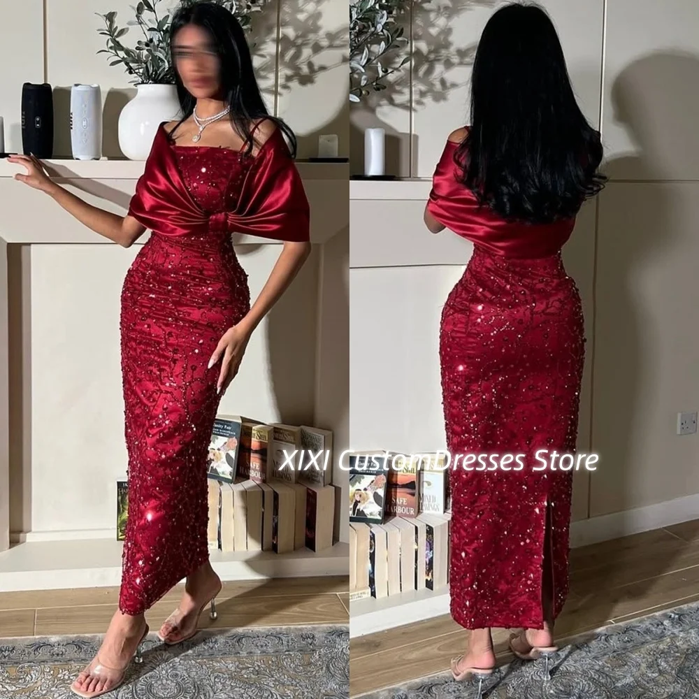 

Красное платье длиной до пола без бретелек на заказ для выпускного вечера с рюшами и бретельками на молнии для особых мероприятий