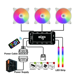 AIGO AR12 White 120mm PC Computer Case Cooling Fan Cooler 6Pin Adjustable RGB LED 12cm Mute Fan 6 Main Sales Fan Aigo - №2