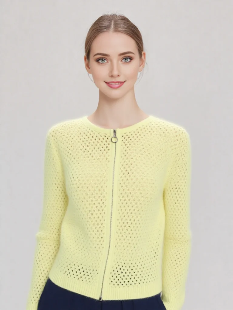 

Women's Mink Cashmere Knitting Cardigan Autumn Winter New Sweater Warm Cozy Round neck Knitwear Fashionable Outerwear for Ladies