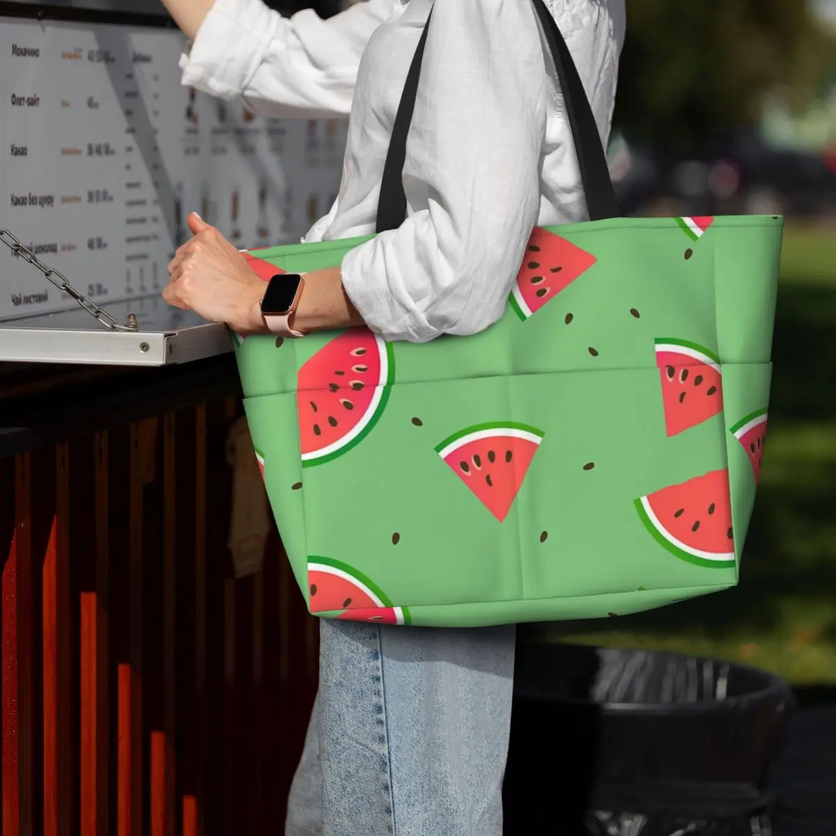 

Fun Watermelon Slices Pattern Beach Tote Bag Sport Gym Yoga Duffle Large Tote Bag Women Travel Bag Fitness bag