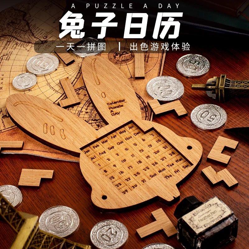 Year of the Rabbit Calendar Time Puzzle TikTok GM Same Style Chinese Zodiac 365 Days Over Full Year Gift