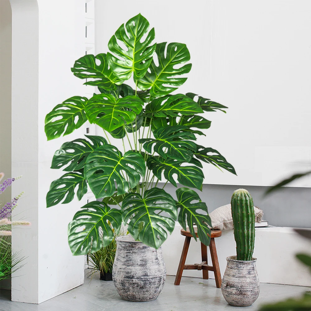 70-100cm künstlicher Monstera-Baum gefälschte Palmen pflanzen Plastiks child kröten blätter tropische Landschafts pflanzen für Hausgarten-Büro dekor – Detail 2