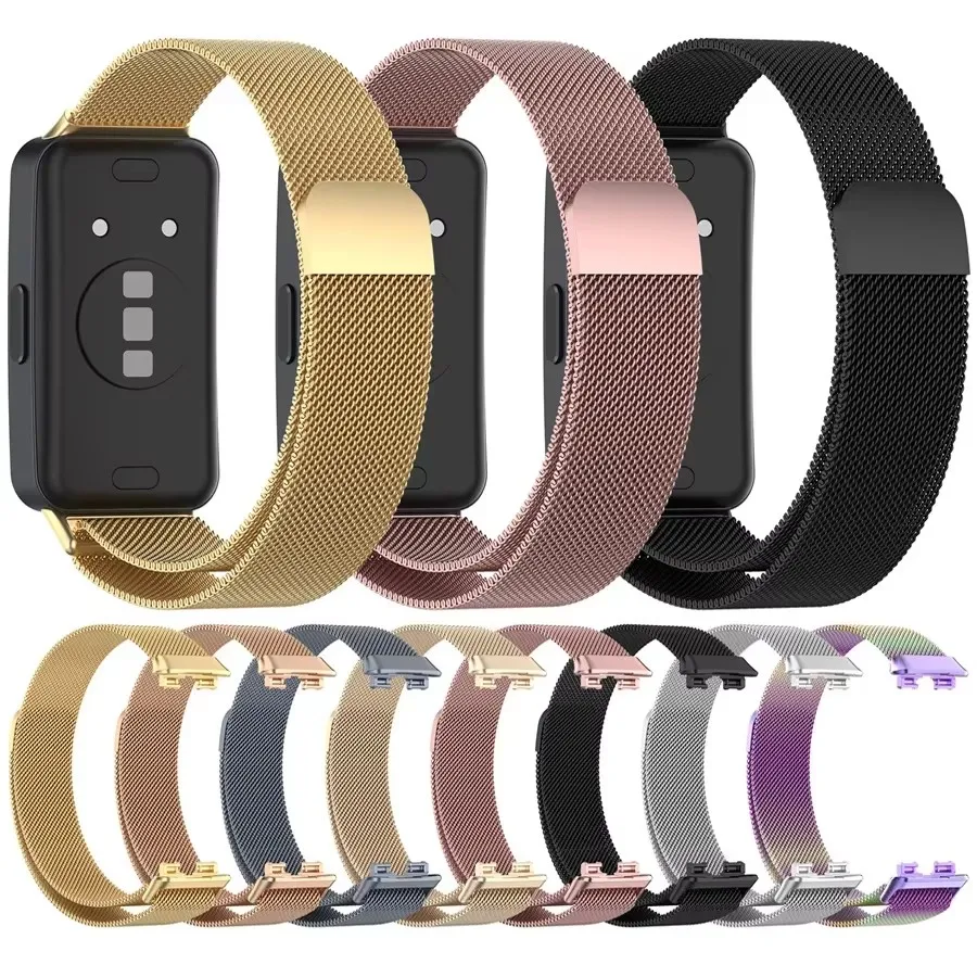 Laço de metal para huawei banda 8-nfc smartwatch pulseiras de pulso magnéticas metal pulseira de aço inoxidável huawei banda 8 cinta