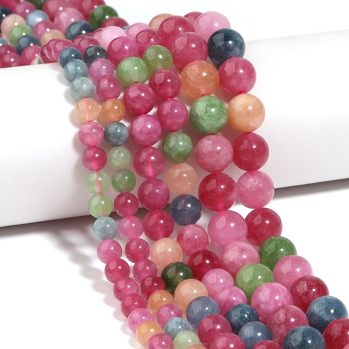 1 Strang 6/8/10 mm Naturstein Turmalin Perlen Bunte runde lose Perlen für DIY Schmuckherstellung Halskette Armbänder Zubehör