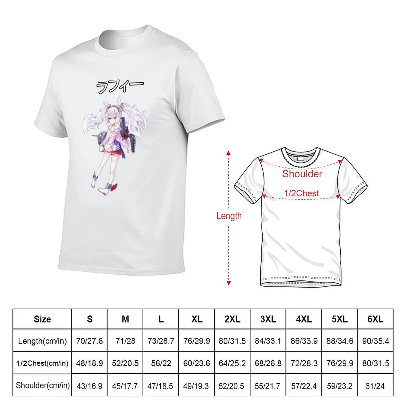 Laffey Azur Lane T-Shirt topping street wear blue archive men clothing