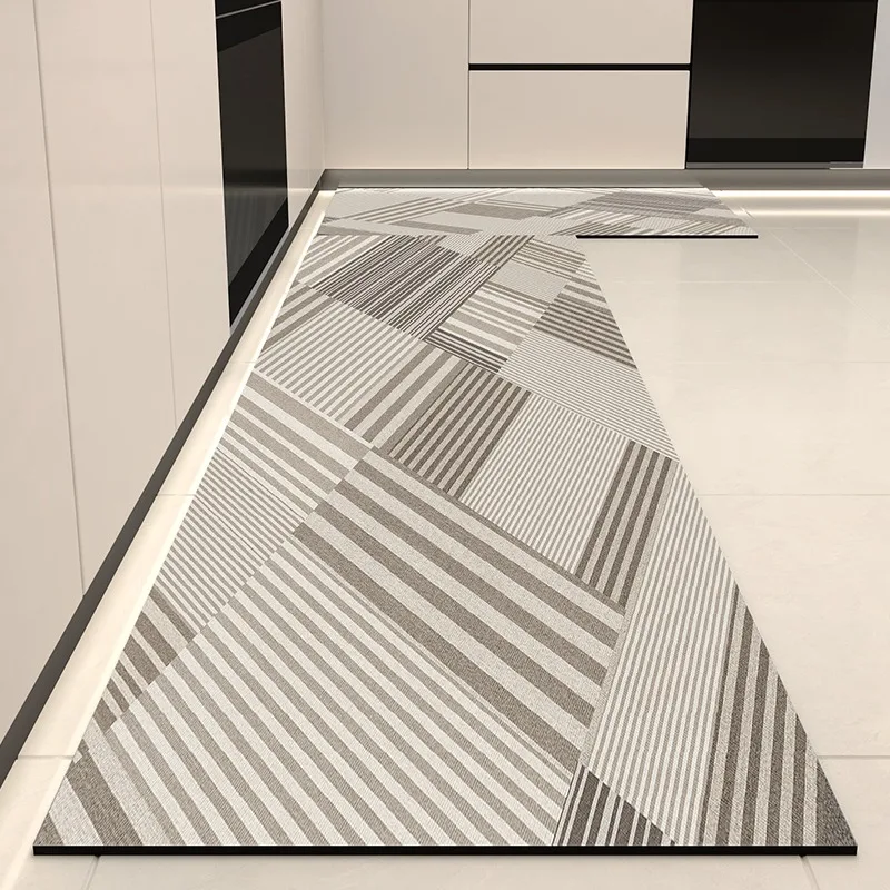Kitchen Floor Mat Vintage Striped Home Decoration Long Strip Runner Kitchen Rug Non-slip Waterproof Oil-proof Washable Carpet 카펫