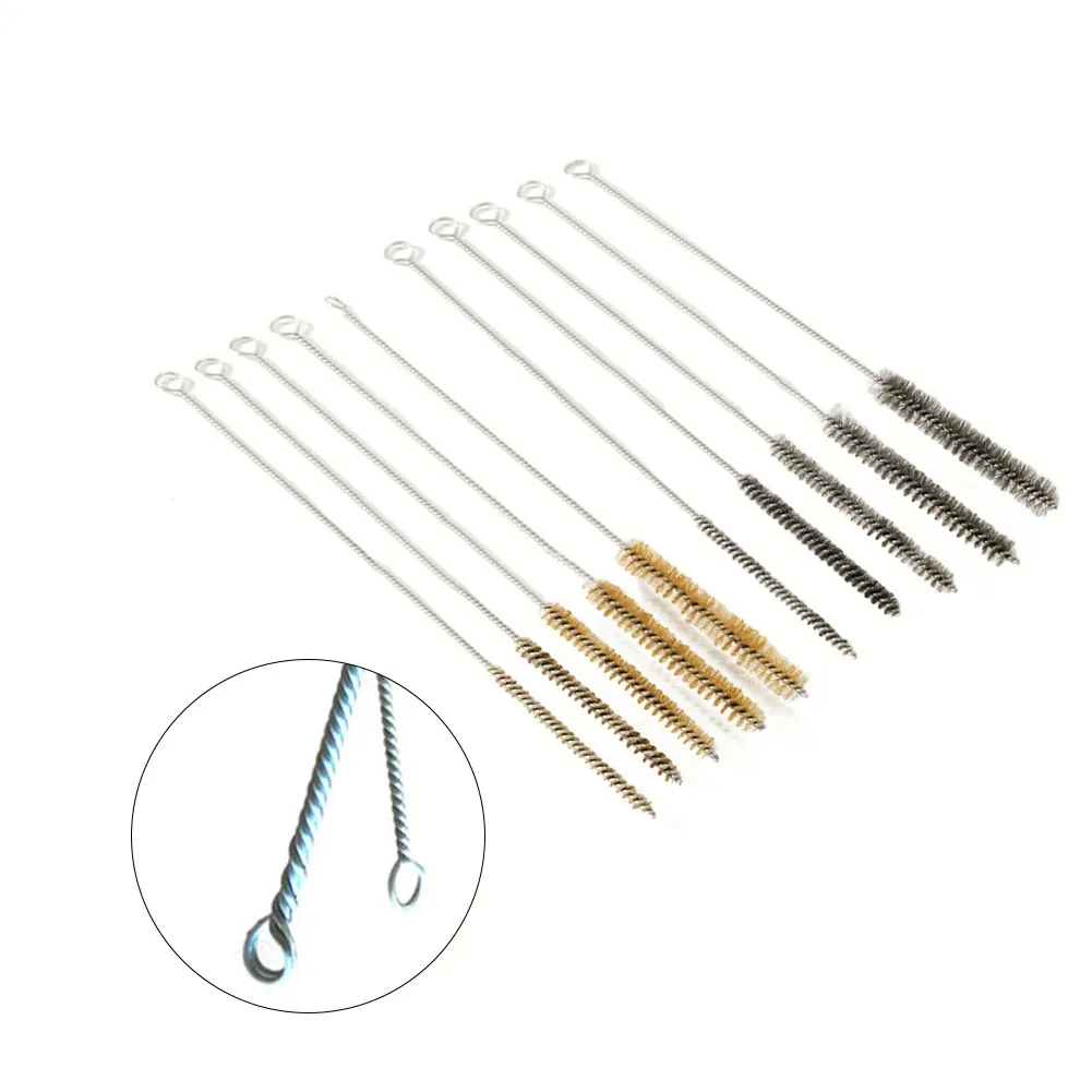 5/10pcs Cleaning Brushes Stainless Steel Cylinder Wire Tube Pipe Cleaning Brush Thread For Polish Clean Glass Washing Tube Clean