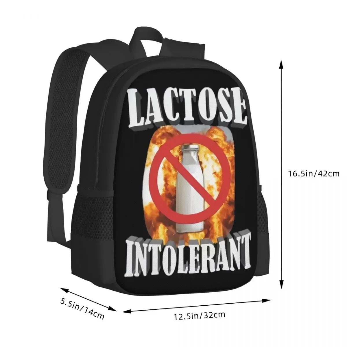 Lactose intolerance print for boys and girls, children's backpacks, laptops, shoulder bags