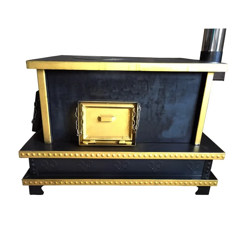 

Household Firewood Stove Winter Tibetan Style 3-Material Port Firewood Heating Stove Double Pot Household Stove