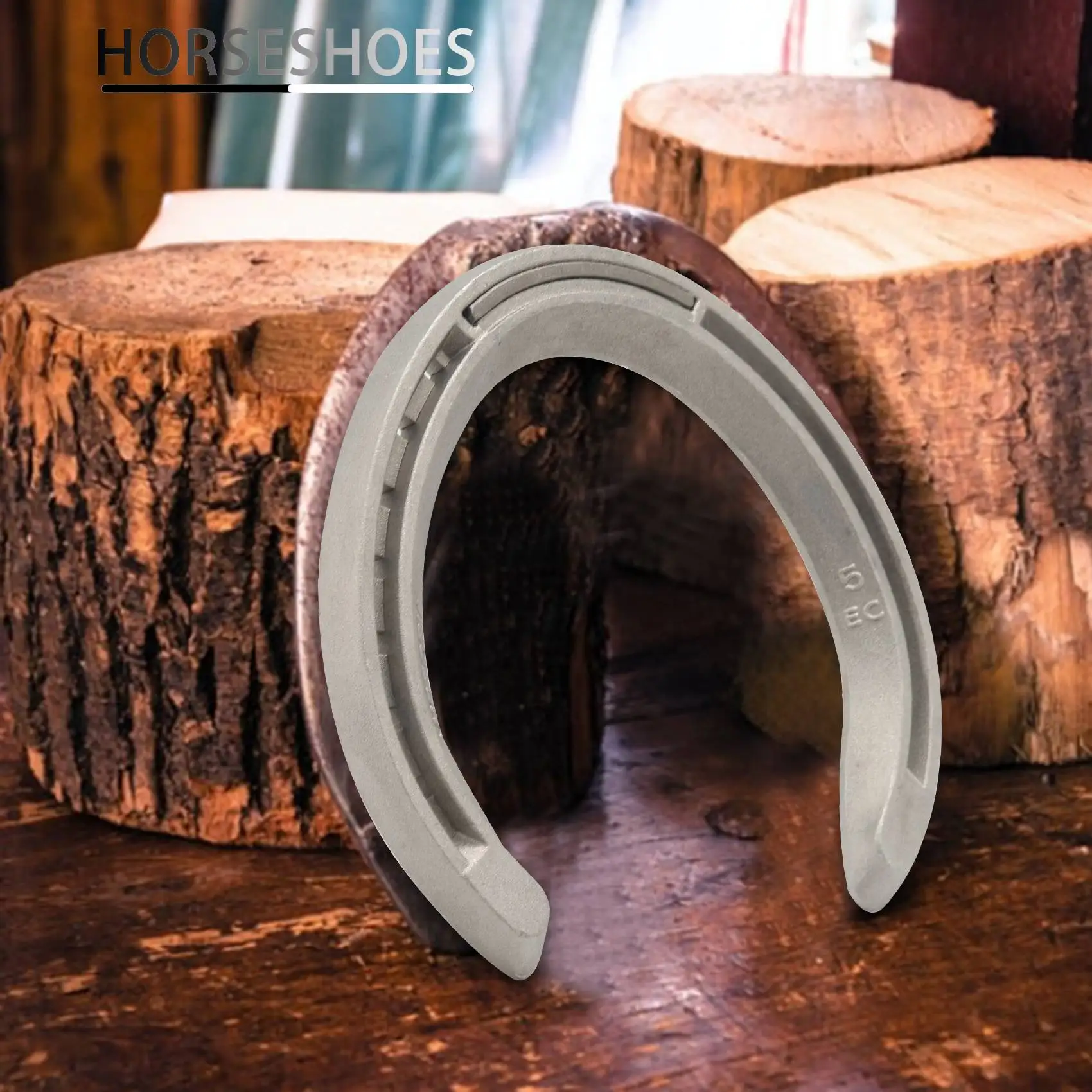 【STOCK】4Pcs 5 Horse Equipment Aluminum Alloy Horseshoes 2 Front + 2 Rear Farrier Tools for Tournament Play