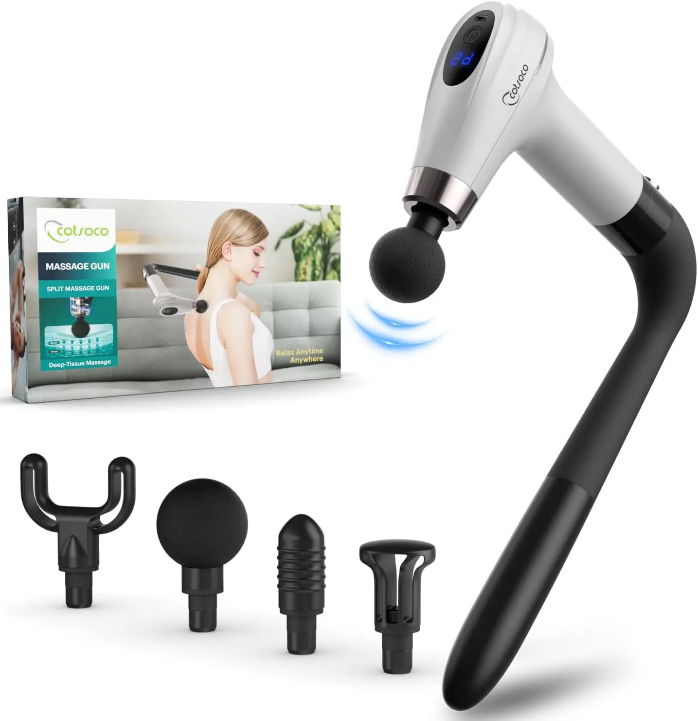 

Upgraded Massage Gun with 4 Heads, 6 Speeds for Back, Neck, Shoulders, Legs – Deep Tissue Pain Relief Massager