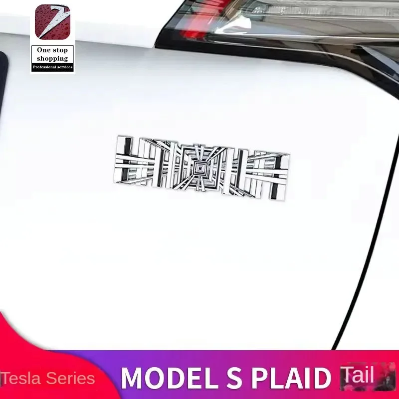 Tesla Model 3/Y/S/X rear end metal logo PLAID modification 3D sports version three-dimensional logo new car exterior labeling