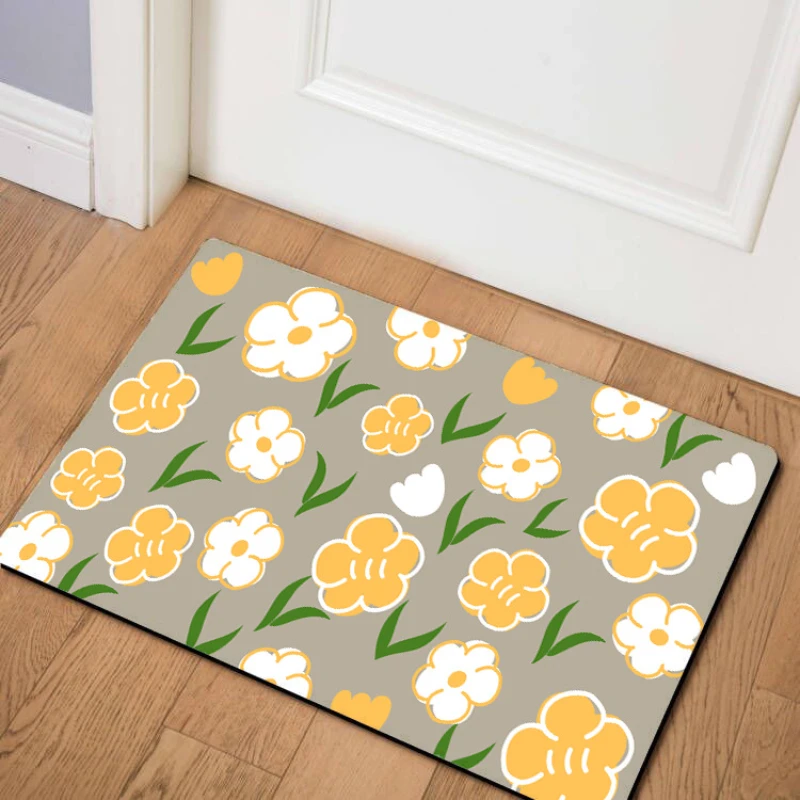 Fresh floral pattern printed carpet suitable for floor mats bathroom kitchen non-slip  entrance hallway long strip