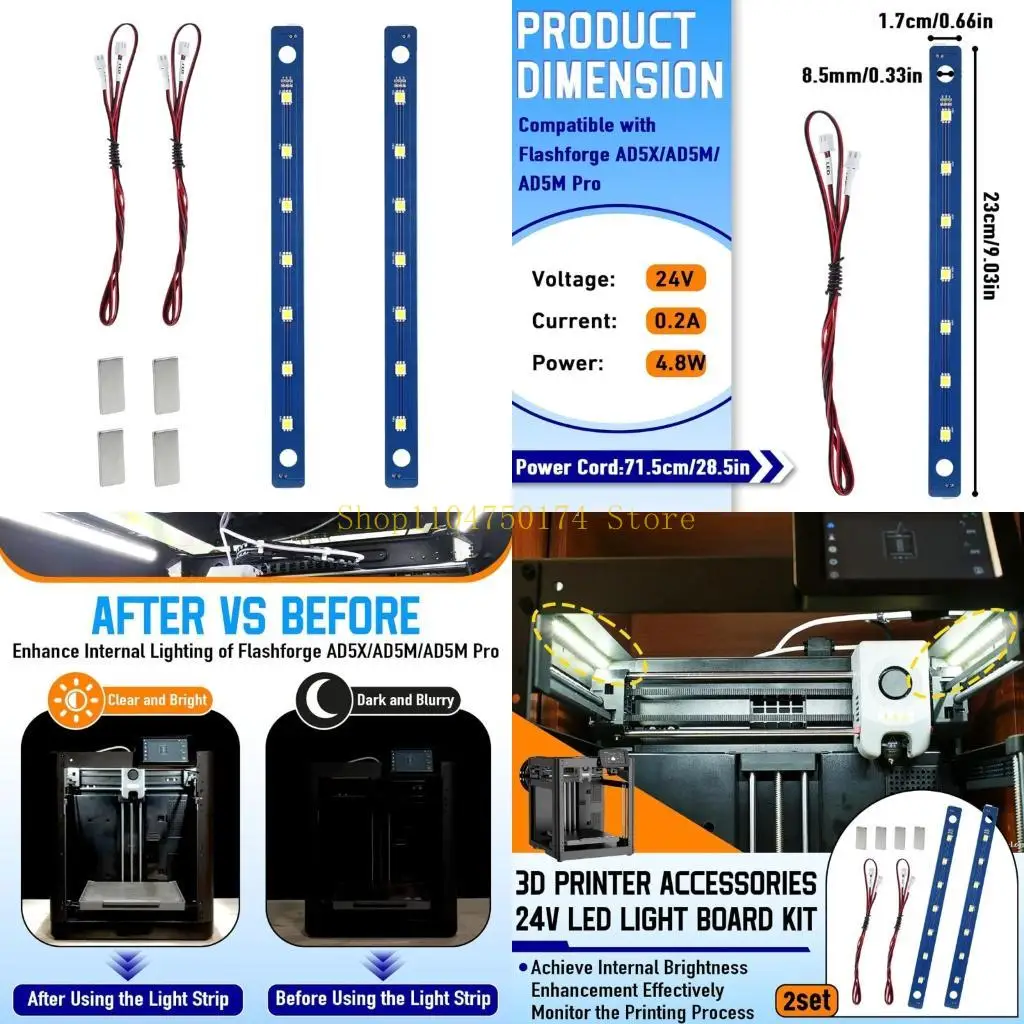 

4Pcs Replacement LED Light Strips For 3D Printer 24V Plug Play top sale