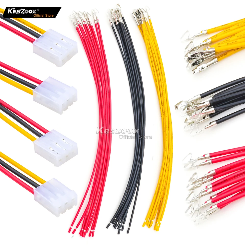 

Keszoox Jst CH 3.96MM 3 Pin Connector Socket Kit Total 8 Sets with 24Pcs 210MM 18AWG Pre-Crimped Cables Wire Jst-CH 3 Pin Connec