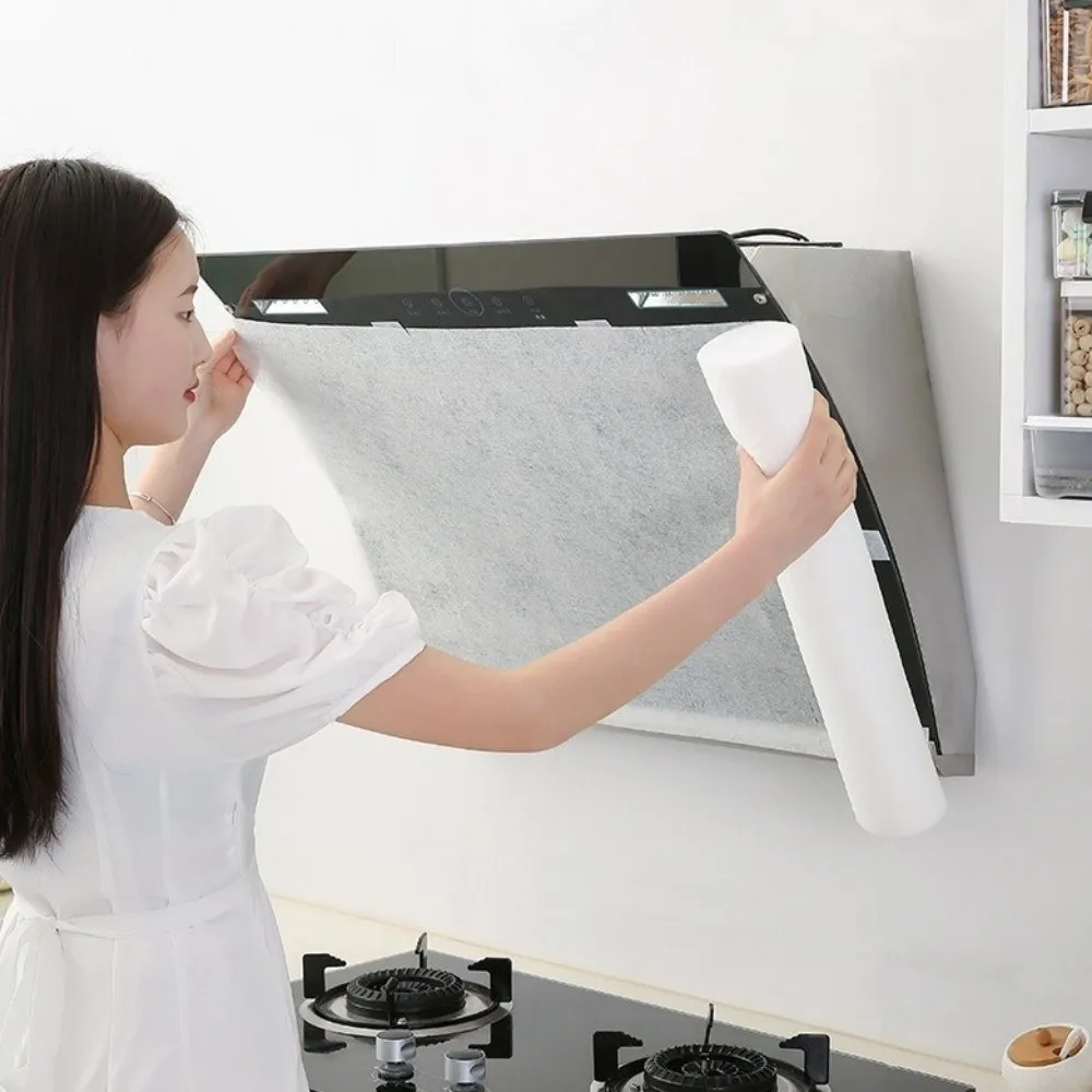 New 5/10m Disposable Oil Filter Paper Non-woven Anti Oil Kitchen Hood Oil Stickers Oil Resistant Extractor Fan Filter Home