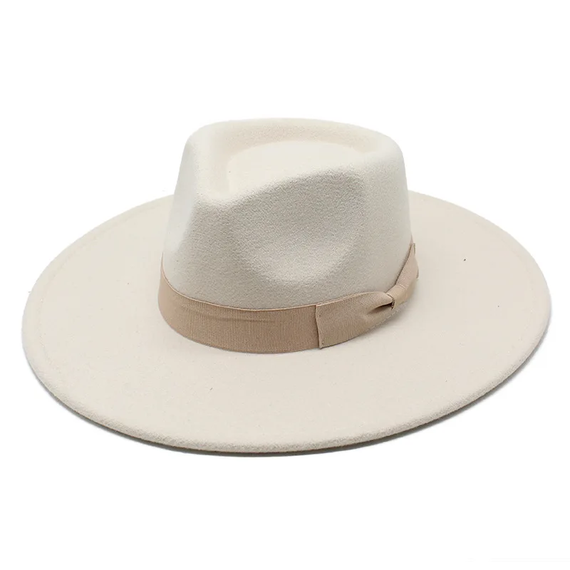 Autumn And Winter Men S Ladies New Broad Brimmed Hat Fashion Bowknot Woolen Water Drop Top Hat British Style Top Hat