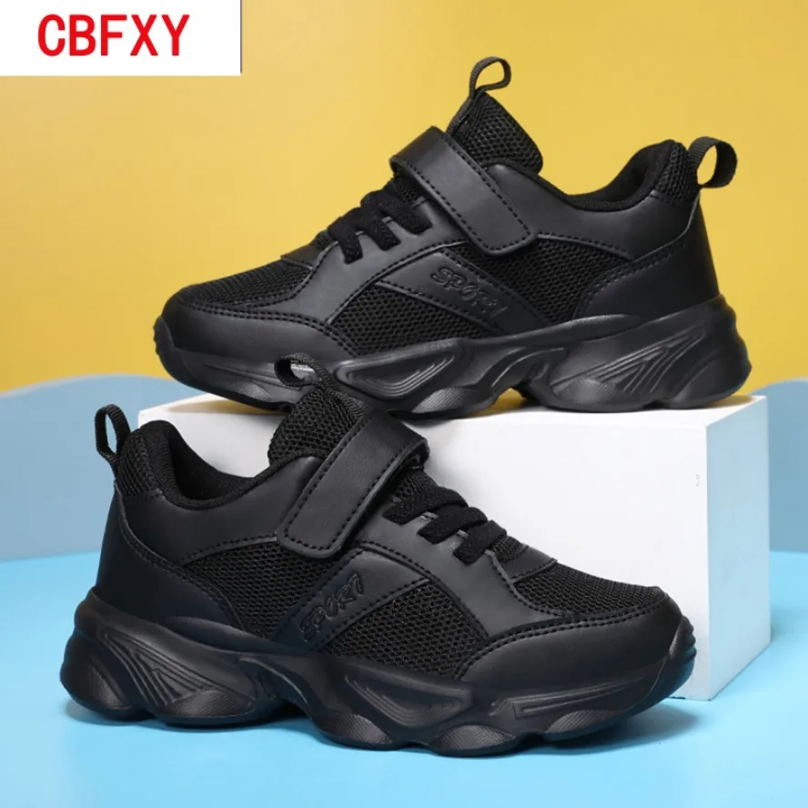 Children's Fashion Sports Shoes Breathable Student Black School Walking Shoes Anti-skid Boys& Girls Casual Running Sneaker