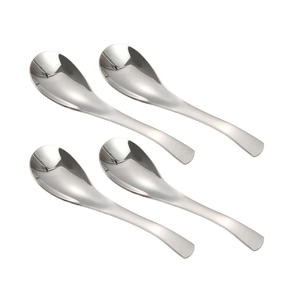 

4 Pcs Stainless Steel Soup Spoons Table Spoons Dinner Serving Scoops Coffee Thick Heavy Ergonomic Handle 304 Material Polished