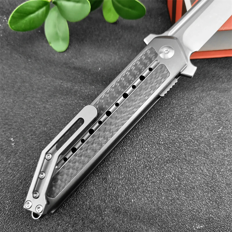 Begg folding knife outdoor camping fishing survival titanium alloy inlaid carbon fiber handle EDC tactical rescue tool knife