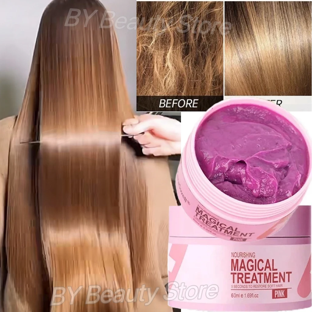 

Magical Hair Mask Keratin 5 Seconds Repair Damage Frizzy Soft Smooth Shiny Hair Deep Moisturizing Treatment Hair Root Scalp Care