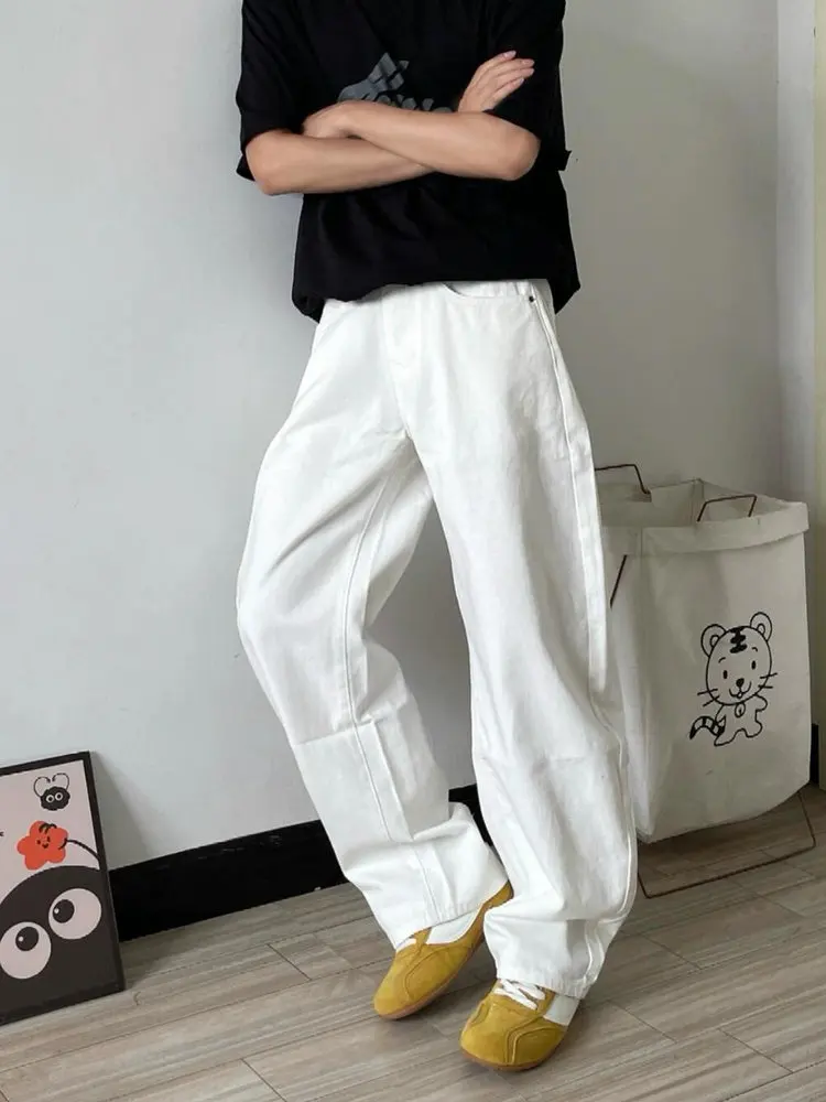 

Мужские джинсы Basic CleanFit белые, широкие, прямые, свободные, повседневные, для города, простые, из денима, молодежные, популярные