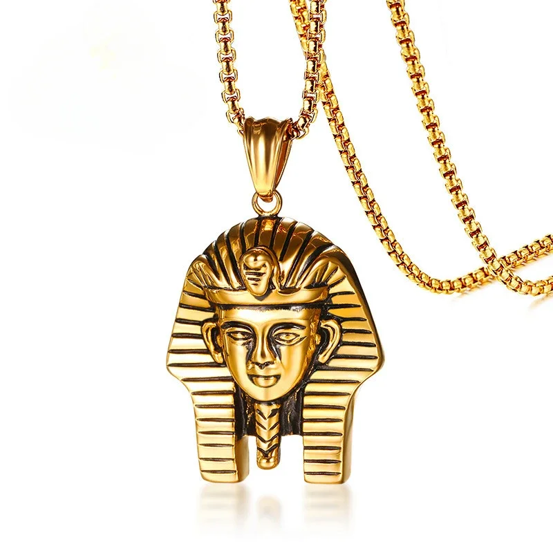 Ancient Egyptian Mythology Snake Body and Human Face Pharaoh Statue Pendant Necklace Men's Religious Lucky Belief Jewelry