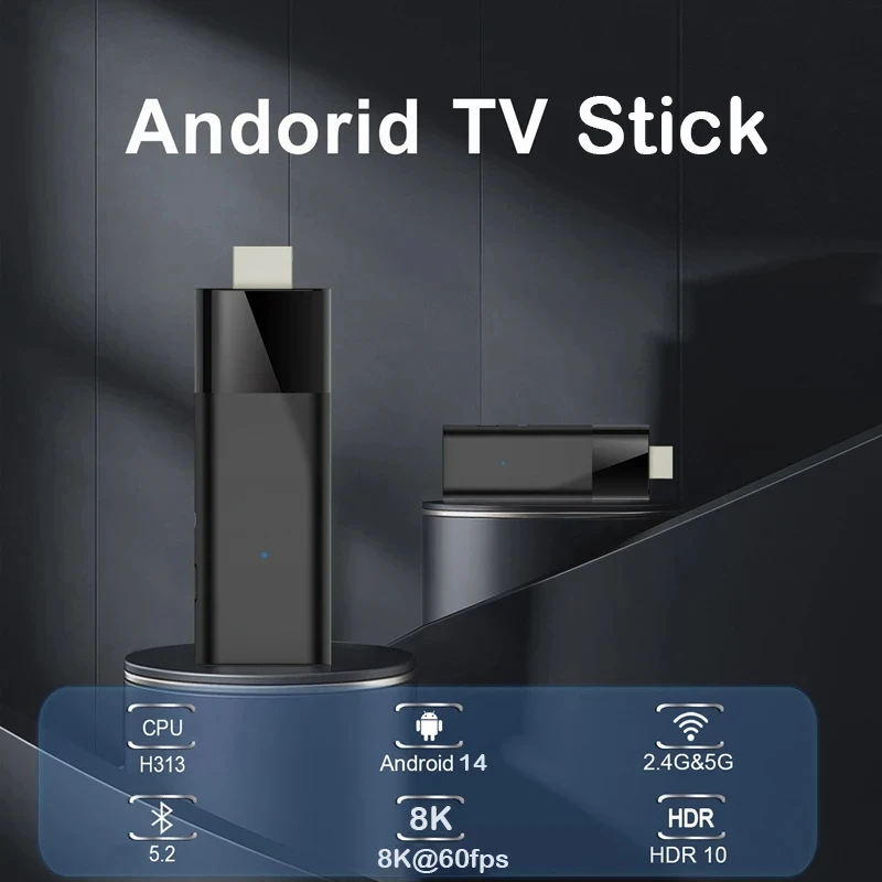 Android14.0 Smart TV Stick Allwinner H313 2.4G&5G Wifi Media Player Set Top Box 64GB 32GB Quad Core Google Assistant BT5 TV Box