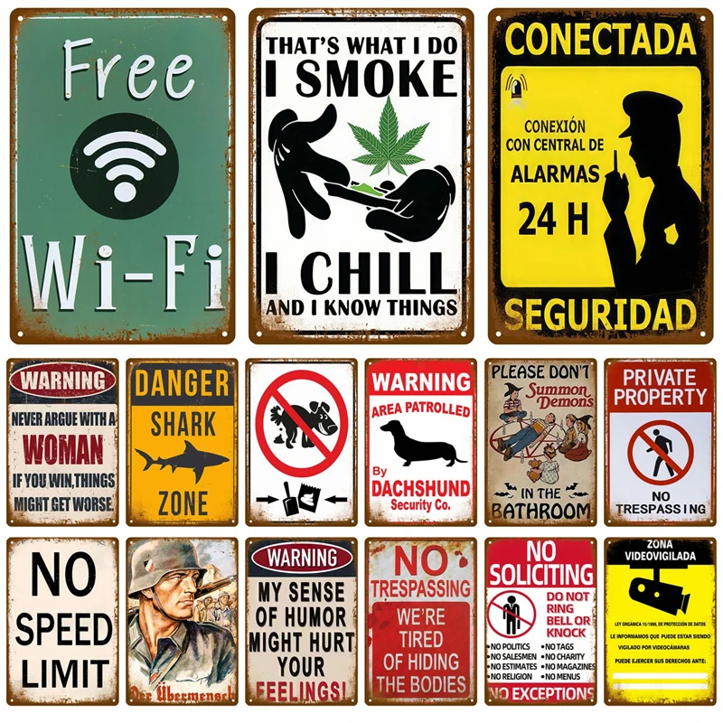 

Vintage Metal Sign Poster Plate Wall Decor Art For Garage Cafe Bar Warning CCTV Tin Signs Plaque Notice 24 Hour Security Camera