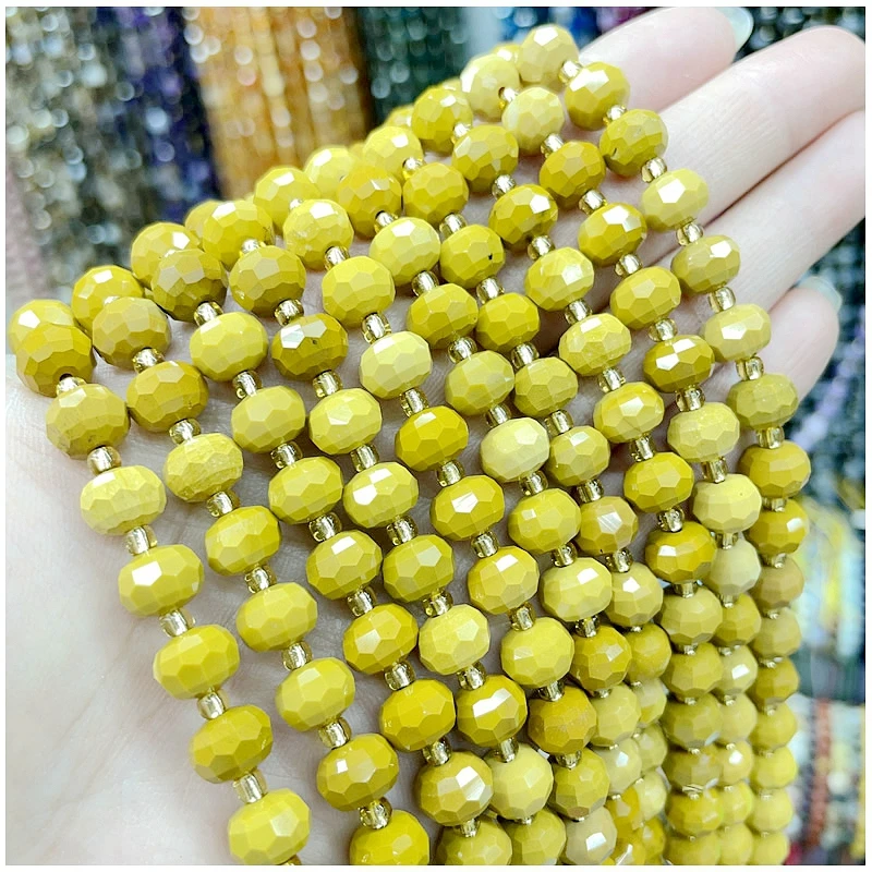 Neue 6X8MM Naturstein Amethyst Tigerauge Amazonit Kristall Eingelegte Radperlen DIY Schmuckherstellung Armband Halskette Zubehör – Detail 10