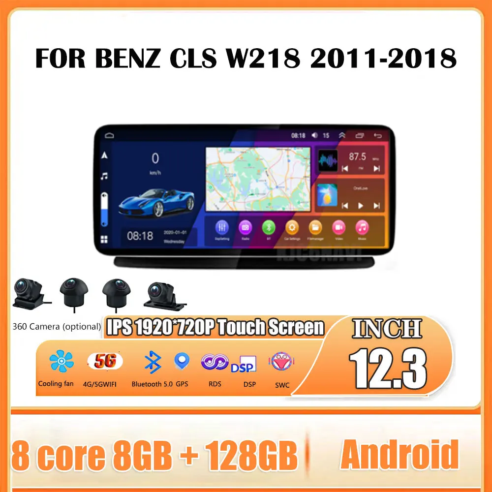 

12.3 Inch HD Touch Screen For Benz CLS W218 2011-2018 Android 14 Car Carplay Monitors Stereo Speacker Radio Multimedia Player