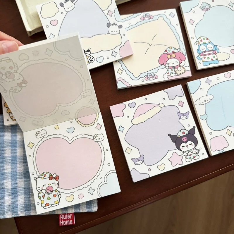 

24pcs/lot Sanrio Kuromi Hangyodon Melody Kitty Memo Pad Creative N Times Stationery Label Notepad Bookmark Post School Supplies