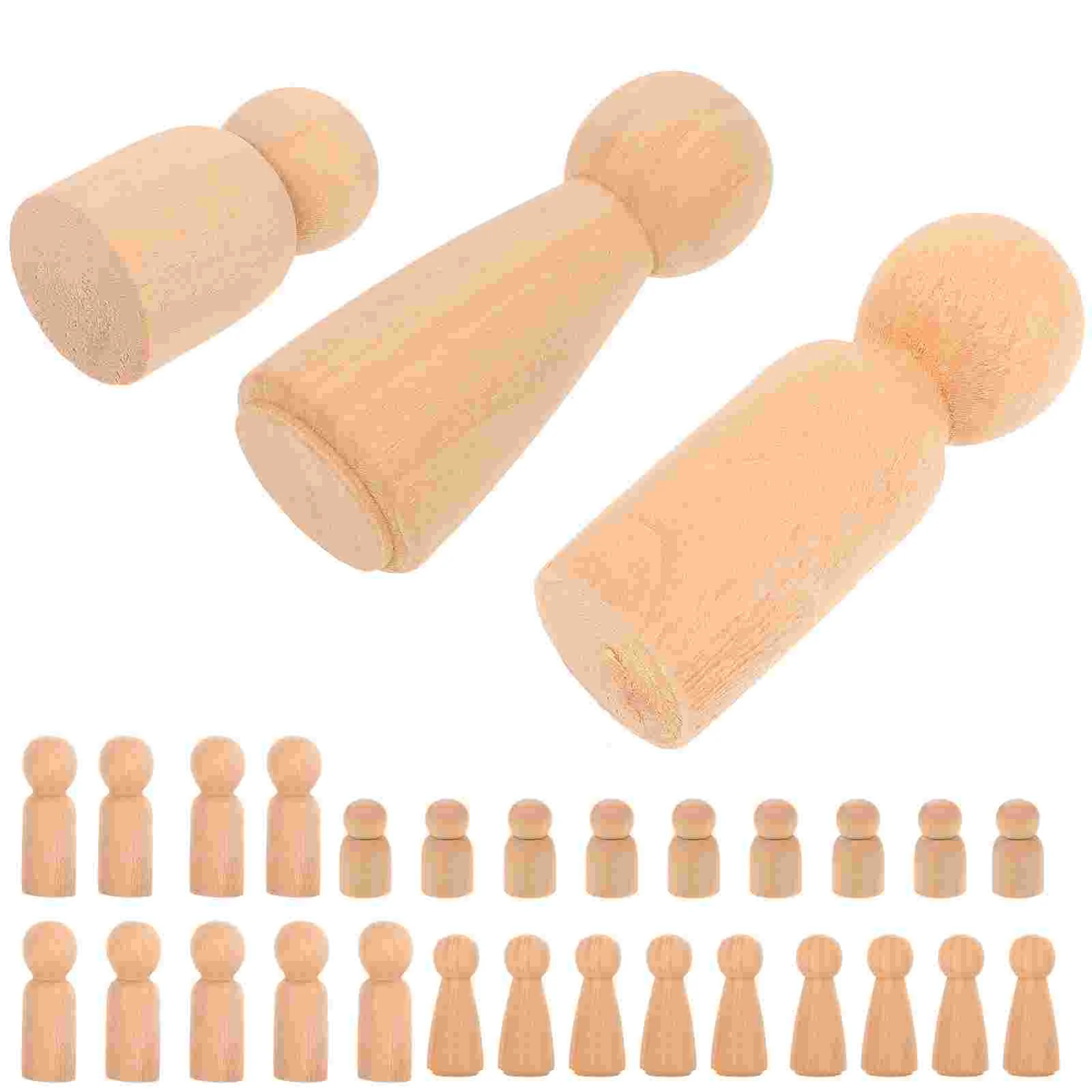 30pcs DIY Wooden People Peg Unfinished Crafts Wedding Cake Decoration Kids Painted Toy Educational Children Craft Toys