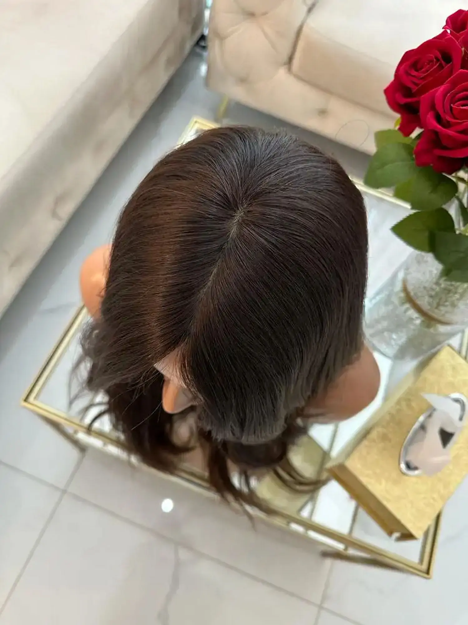 Peluca de buena calidad, longitud media, onda suelta, marrón oscuro, 13x4HD, encaje sintético, fibra Premium, resistente al calor, para mujeres, uso diario