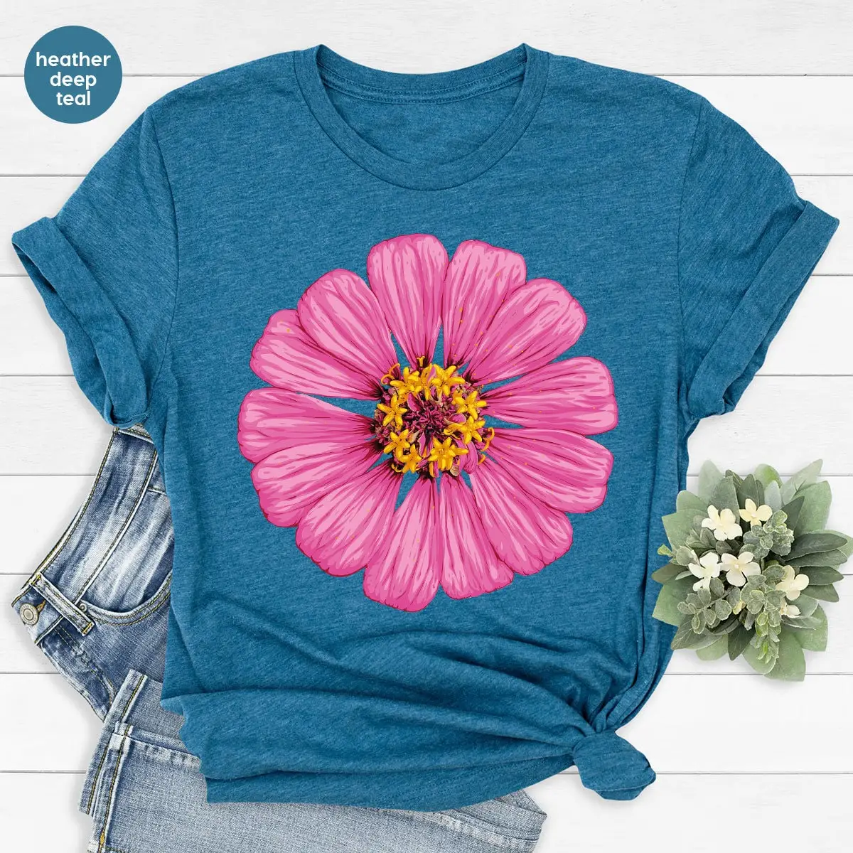 Daisy T Shirt Flowers Floral Colorful Wildflower Plant